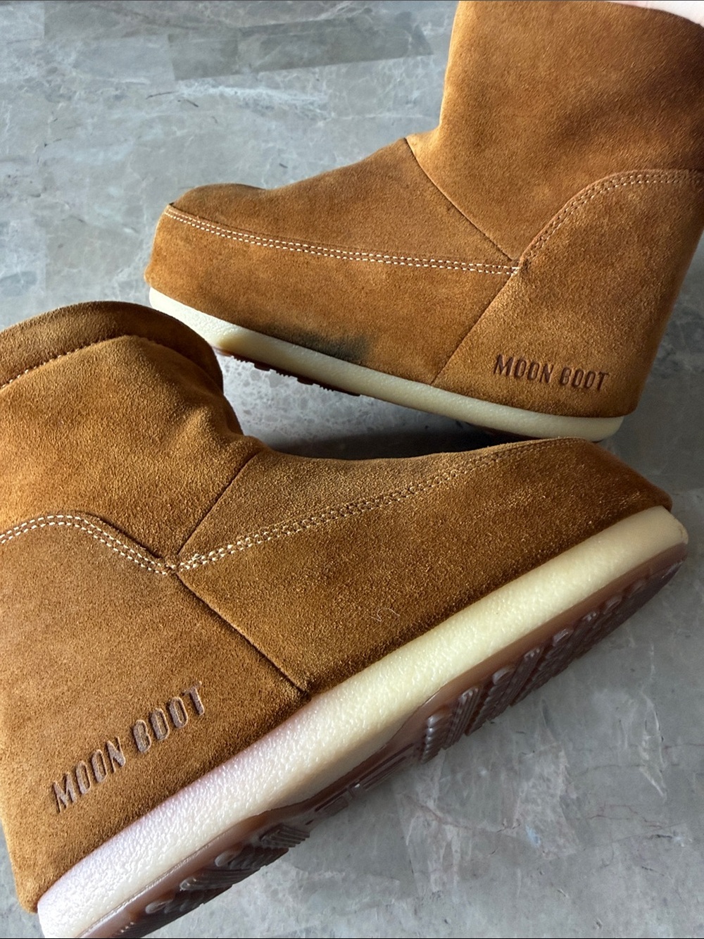 Moon Boot Women's Suede Ankle Booties in Chestnut Brown